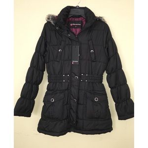 Urban Republic black winter coat faux fur NWT